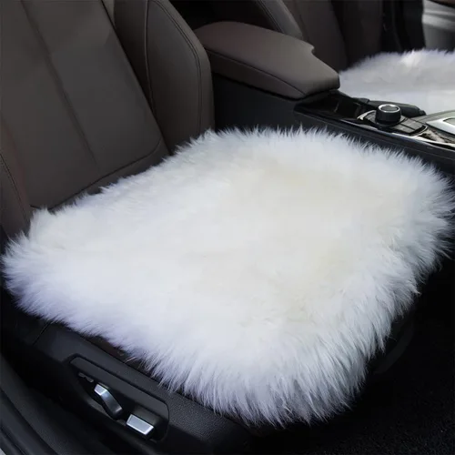 Vista 10 de Calor Invernal: Funda Universal de Asiento de Piel de Oveja - Lana Natural, para Autos, Camiones, SUV y Furgonetas - Acompañante de Conducción