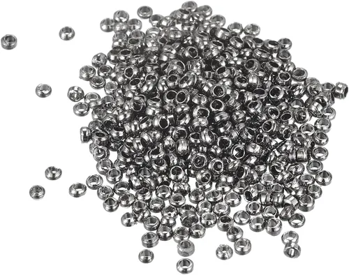 Vista 10 de uxcell 1000 cuentas redondas de engarzado, cuentas espaciadoras de extremo de crimpado de 0.079 pulgadas, pequeños tapones para hacer pulseras
