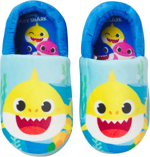 Vista 4 de Nickelodeon Toddler Boys' and Girls Baby Shark Slippers - Plush Fuzzy Slippers, Non-Skid Sole (5-12 ToddlerKid)