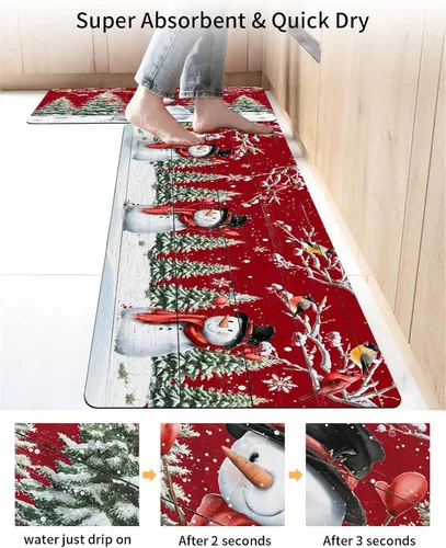 Vista 4 de Tapete de baño de muñeco de nieve para bañera, antideslizante, de secado rápido y absorbente, tierra de diatomeas, fregadero, dormitorio, cocina