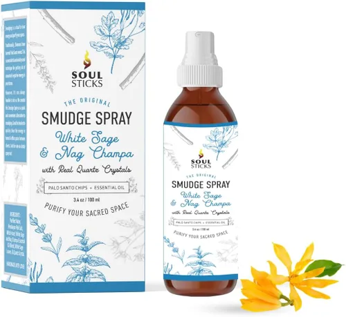 Vista 15 de SOUL STICKS Spray de Palo Santo y Sándalo para Limpieza y Energía Negativa Spray de Palo Santo 3.5oz con Cristales de Cuarzo Reales Spray