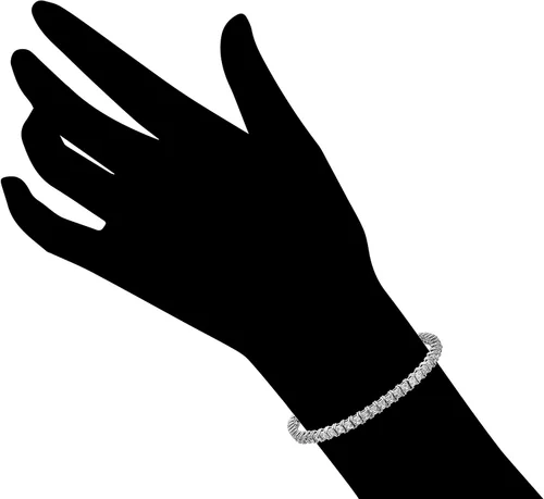 Vista 2 de Tienda Collection Platinum or Gold Plated Sterling Silver Princess-Cut Tennis Bracelet made with Infinite Elements Zirconia, 7.25