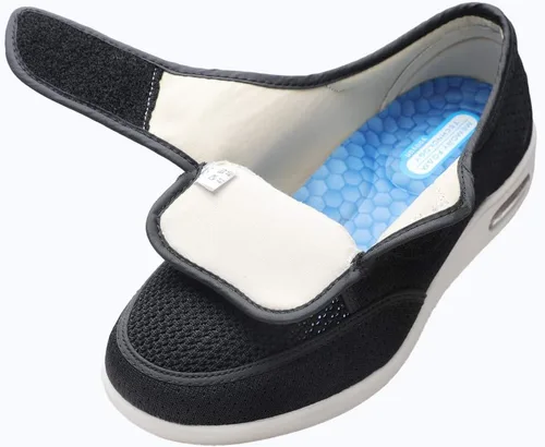 Vista 3 de Zapatos para diabéticos para hombre, informales, con velcro, ajustables, zapatos anchos y ligeros para ancianos, pies hinchados, antideslizantes