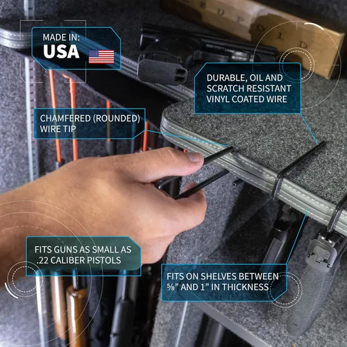 Vista 5 de Gun Storage Solutions Soportes y soportes para estanterías, organiza tu caja fuerte y exhibiciones. Funciona para pistolas y pistolas. 22 Cal y más