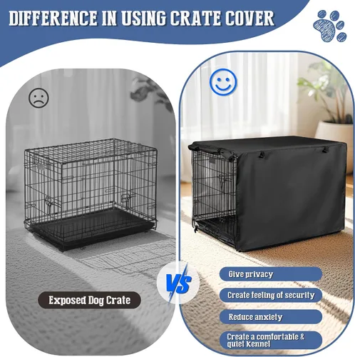 Vista 3 de kefit Funda para jaula de perro de 24 pulgadas, funda para jaula de perro de alambre, color negro