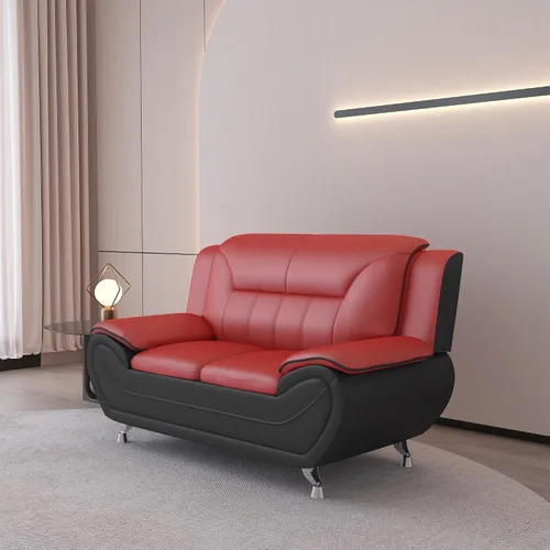 Vista 7 de Container Furniture Direct Sofá y sofá biplaza de piel sintética de estilo moderno con reposabrazos extra cómodos, ideal para sala de estar