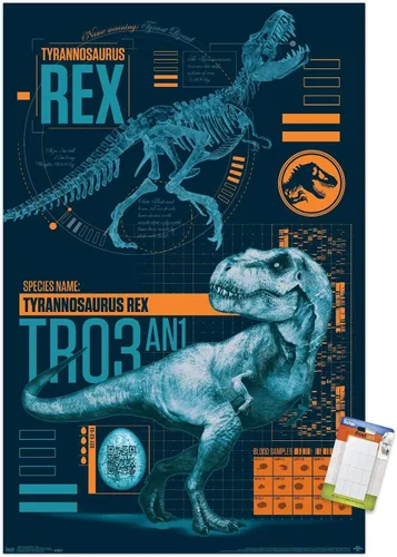 Vista 17 de Trends International Jurassic World: Fallen Kingdom - Póster de pared T-Rex, 14.725 x 22.375 pulgadas, versión enmarcada de madera de granero