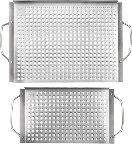 Vista 8 de Outset 76630 Rejilla superior de acero inoxidable para parrilla, juego de 2, 11"x7" y 11"x17