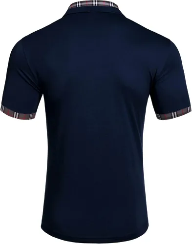 Vista 6 de Daupanzees Polo clásico de manga corta y cuello a cuadros para hombre
