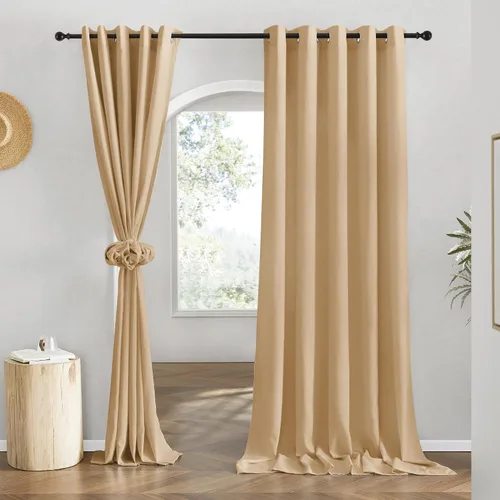 Vista 115 de NICETOWN - Cortinas de lino angora para ventana de cocina sobre el fregadero, con ojales, lino grueso angora, tratamientos cortos para ventanas