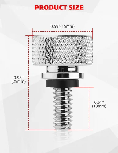 Vista 5 de Amazicha Tornillo de asiento de guardabarros de acero inoxidable, 2 unidades, rosca cromada de 1/4 "-20 compatible con Harley Davidson Touring