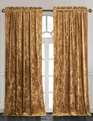 Vista 14 de Chezmoi Collection Lux - Juego de 2 paneles de cortinas de terciopelo triturado beige, 72 pulgadas de largo, para oscurecer la habitación, cortinas