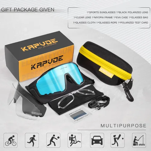 Vista 6 de KAPVOE 3 Lens Cycling Sunglasses Men Women K76
