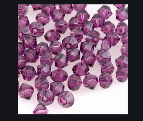 Vista 3 de 50 cuentas sueltas de cristal bicono facetado Preciosa de 0.236 pulgadas (0.236 in), amatista morada, compatibles con Swarovski 5301/5328