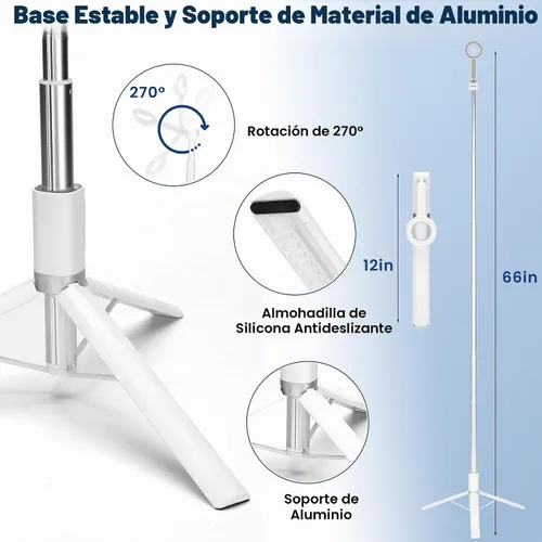 Vista 4 de Trípode magnético de 65 pulgadas para iPhone con control remoto, trípode magnético para teléfono celular, trípode para selfie stick con toma Trípode