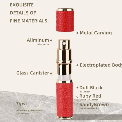 Vista 4 de Botella de espray de la colonia de 0.2 fl oz, atomizador recargable del perfume negro y rojo