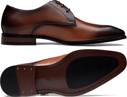 Vista 4 de Jousen Zapatos de vestir para hombre, zapatos de cuero formales Oxford Derby, zapatos de vestir retro Brogue Wingtip para hombres
