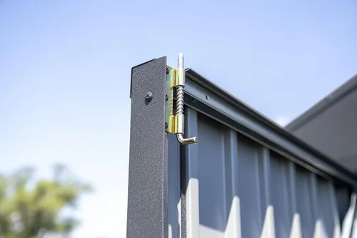 Vista 3 de Arrow Shed Elite - Cobertizo de almacenamiento de acero para exteriores de 14 x 16 pies de alto con puertas altas y puertas con cerradura