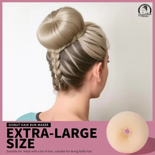 Vista 3 de Teenitor 4 piezas para hacer moños de pelo en forma de dona (extra grande, grande, mediano, pequeño) con horquillas para el cabello, 20