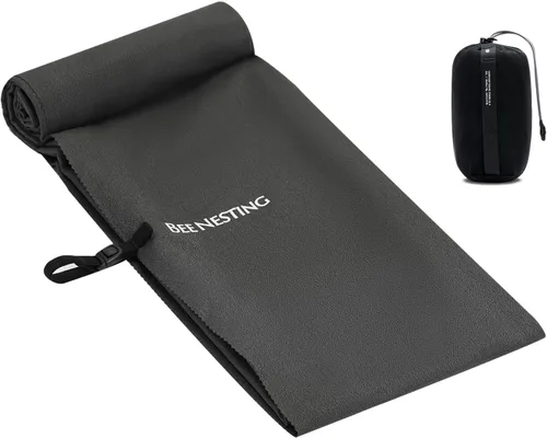 Vista 13 de Bee Nesting Toalla ultraligera de secado rápido – Paquete de 2 toallas de microfibra medianas y pequeñas con bolsillo compacto plegable para viajes