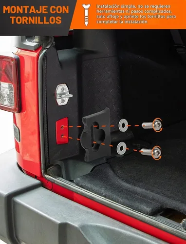 Vista 2 de Savadicar TL01 Limitador de puerta trasera, pestillo de puerta trasera del maletero de aleación de aluminio, tapón de puerta trasera para Jeep Negro