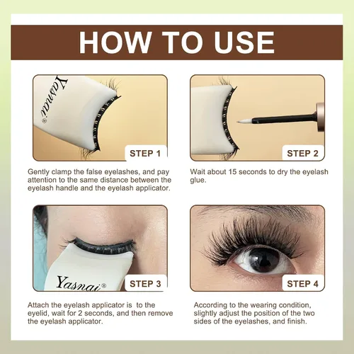 Vista 10 de Herramienta aplicadora de pestañas, 2 clips de pestañas, herramienta aplicadora de pestañas postizas Easy to Apply False Eyelashes, Lash Buddy