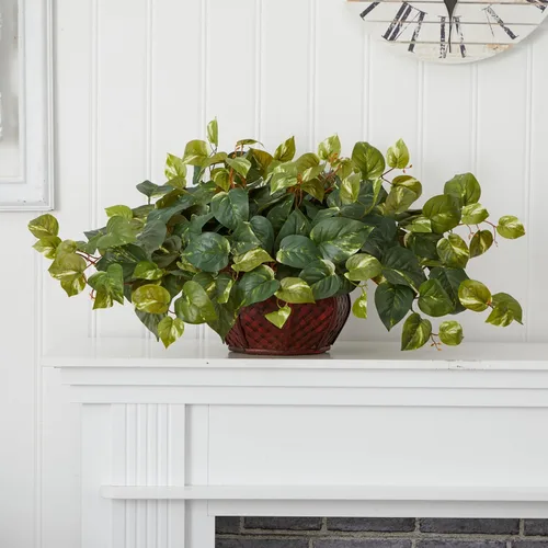 Vista 5 de Nearly Natural 6681 potus de seda con maceta, decorativa, color verde
