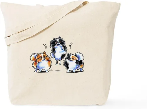 Vista 15 de CafePress Bolso de compras beige natural reutilizable de la lona de Pomerania del bolso de asas rojo negro