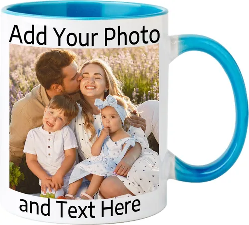 Vista 17 de OELTTG Tazas de café novedosas, taza personalizada con nombre y logotipo de texto fotográfico, taza personalizada de 11 onzas en ambos lados