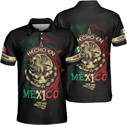 Vista 3 de Camiseta personalizada con nombre de México, camisetas con nombre personalizado, bandera azteca mexicana de EE. UU., unisex 3D impreso, para hombres
