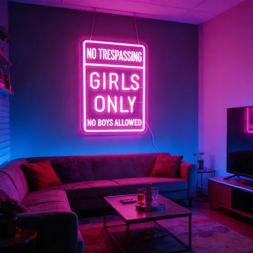 Vista 2 de Luz de neón "Girls Only", arte de pared LED para habitación de niñas, club, cueva, dormitorio, rincón de estudio o espacio de reunión de mejores