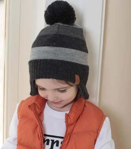 Vista 6 de AHAHA Gorro de invierno para niños con orejeras con forro polar mejorado para esquiar
