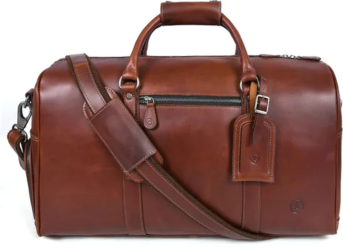 Vista 8 de Aaron Leather Goods - Bolsas de viaje de cuero para hombres y mujeres, de cuero de grano completo, para el fin de semana, para deportes y gimnasio