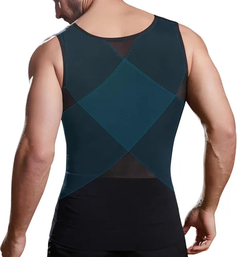 Vista 3 de ISUP Camisa de compresión para hombre, adelgazante, moldeador de cuerpo, compresión de pecho, control de abdomen