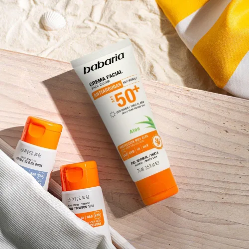 Vista 6 de Babaria Aloe Vera Crema Solar Facial SPF 50+ UVA/UVB 2.5 fl oz
