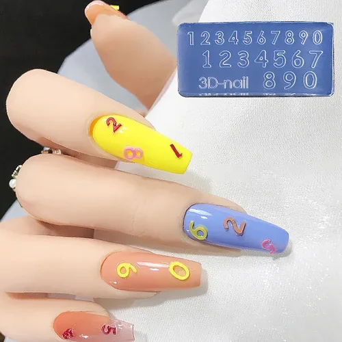 Vista 5 de Moldes de letras numéricas para uñas, letras A-Z y números 1-10, moldes de resina 3D 26 alfabetos, moldes de uñas para decoración de uñas, moldes