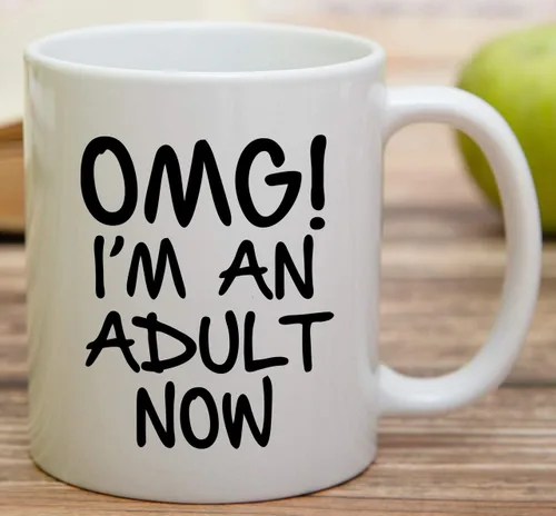 Vista 4 de Retreez Taza divertida – OMG! I'm an Adult Now - Tazas de café de cerámica de 11 onzas – Divertido, sarcasmo, sarcástico, motivacional, regalos