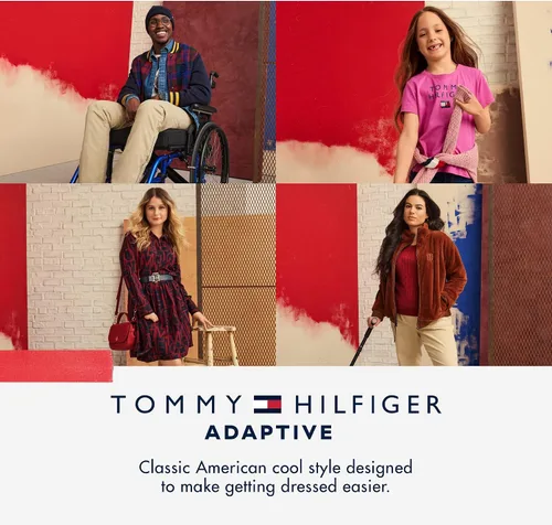 Vista 5 de Tommy Hilfiger Jeans adaptativos para mujer con bordado Tommy con cierre magnético