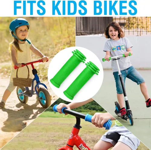 Vista 5 de Mini empuñaduras para manillar de bicicleta para niños, empuñaduras de bicicleta con patrón de hongo, agarre cómodo para bicicleta infantil de 12