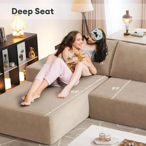 Vista 5 de HOOOWOOO Sofá modular en forma de L, 106 pulgadas, sin montaje, moderno, minimalista, extra profundo, grande, sofá esquinero en una caja para sala