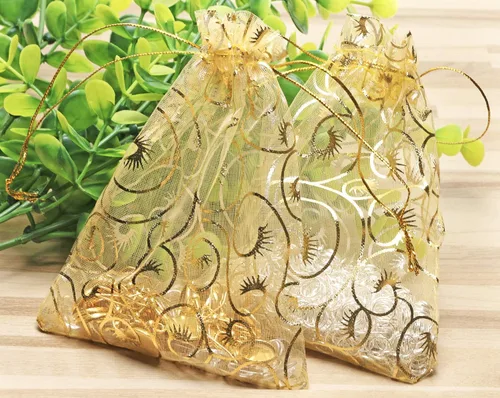 Vista 4 de Shapenty 50 bolsas de regalo de organza para regalos de boda, dulces, muestras de negocios, bolsa de joyería con cordón para baby shower y fiesta