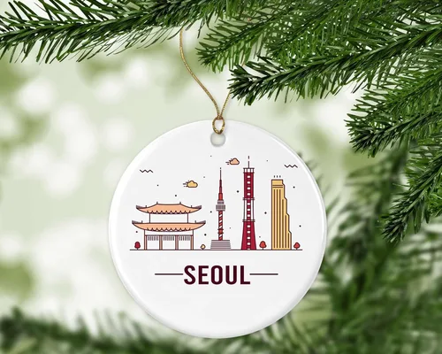 Vista 3 de HTDesigns Adorno de Navidad de Seúl – Capital de Corea del Sur – Decoración de Navidad – Regalos de Seúl