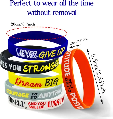 Vista 2 de 30 pulseras de goma inspiradoras con citas motivacionales, pulseras de silicona para adultos, pulseras elásticas de goma, regalos motivacionales