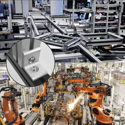 Vista 6 de 10 piezas de refuerzo de soporte de esquina interior 2020, soportes de extrusión de aluminio plateado, conector de soporte L de 2 agujeros