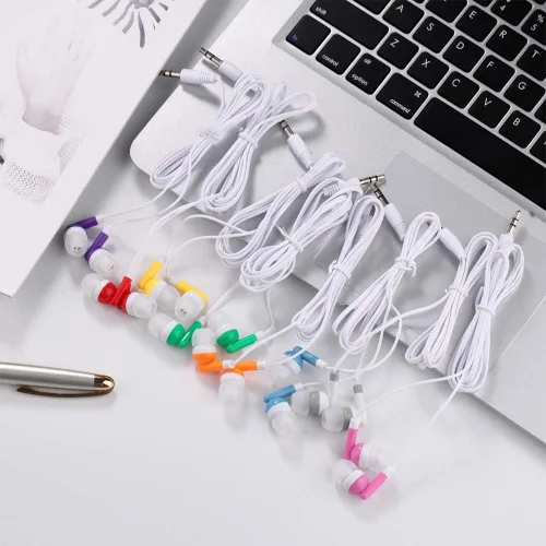 Vista 7 de CN-Outlet Auriculares al por mayor para niños a granel 100 unidades multicolor empaquetados individualmente auriculares desechables perfectos