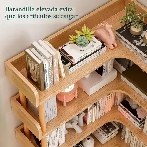 Vista 7 de OSCHF Estantería esquinera reversible de 3 niveles, estante en forma de L Roble