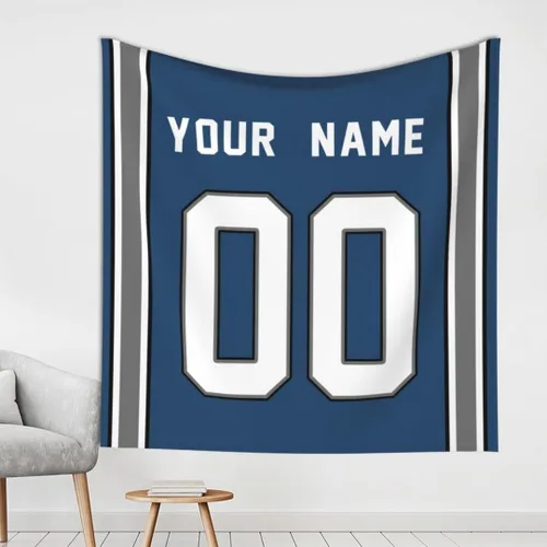 Vista 24 de Tapiz personalizado de fútbol americano personalizado con cualquier nombre, tapiz de 59 x 59 pulgadas, para colgar en la pared, gimnasio, deportes