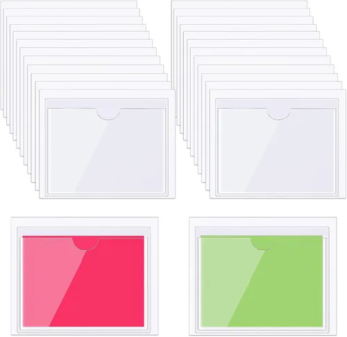 Vista 17 de Paquete de 30 bolsillos autoadhesivos para tarjetas de índice, con apertura superior, tarjetero ideal para organizar y proteger tus tarjetas