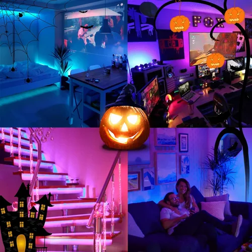 Vista 5 de Avatar Controls Luces LED Alexa de 9.8 pies compatibles con sincronización de música, tira de luces LED regulables que funcionan con Google