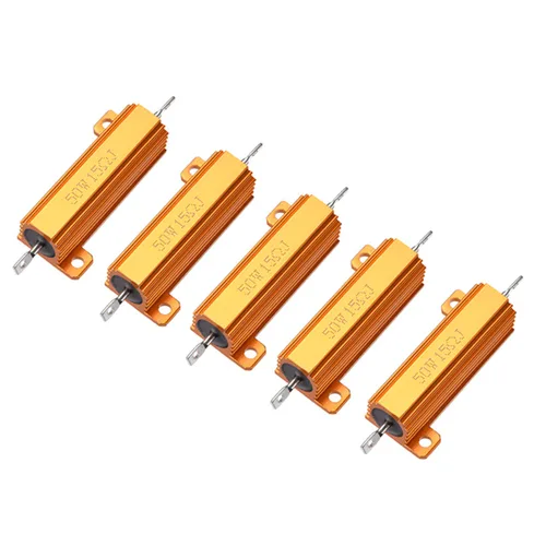 Vista 6 de 5pcs 50W 1 OHM aluminio alojado alambre herido resistencia tono oro